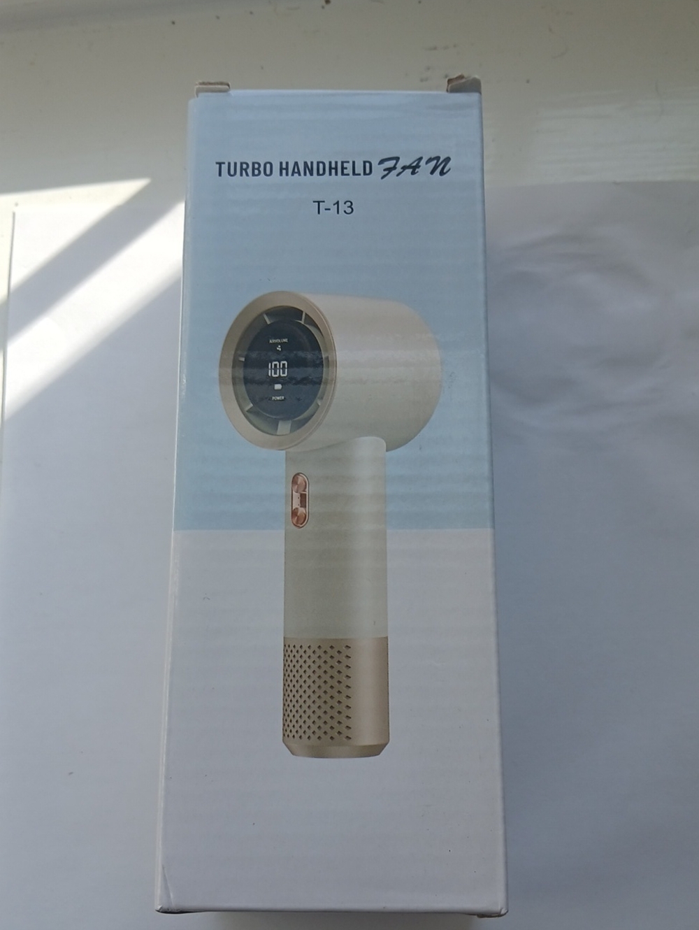 Turbo Handheld Fan T-13 in Cream and Gold